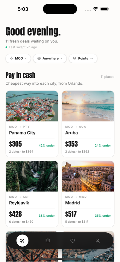 Today's cheap fares out of your airport